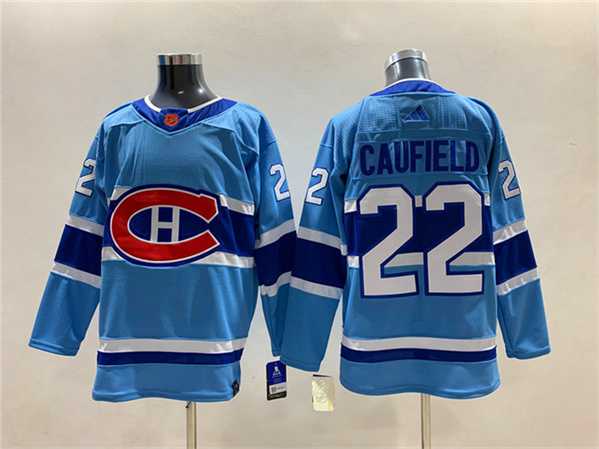 Mens Montreal Canadiens #22 Cole Caufield 2022-23 Reverse Retro Stitched Jersey